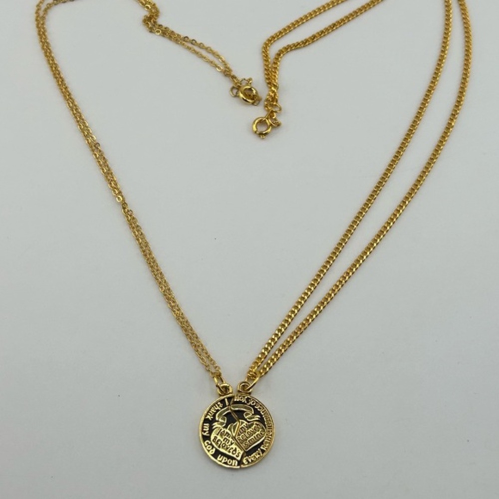 Gold-Tone His & Hers Split Heart Necklace Set